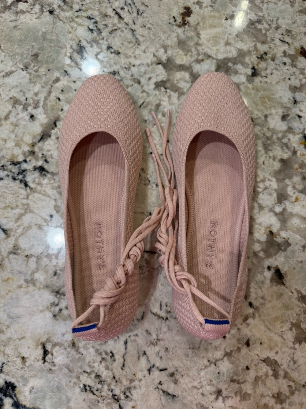 Rothy’s ballerina pink square wrap flat